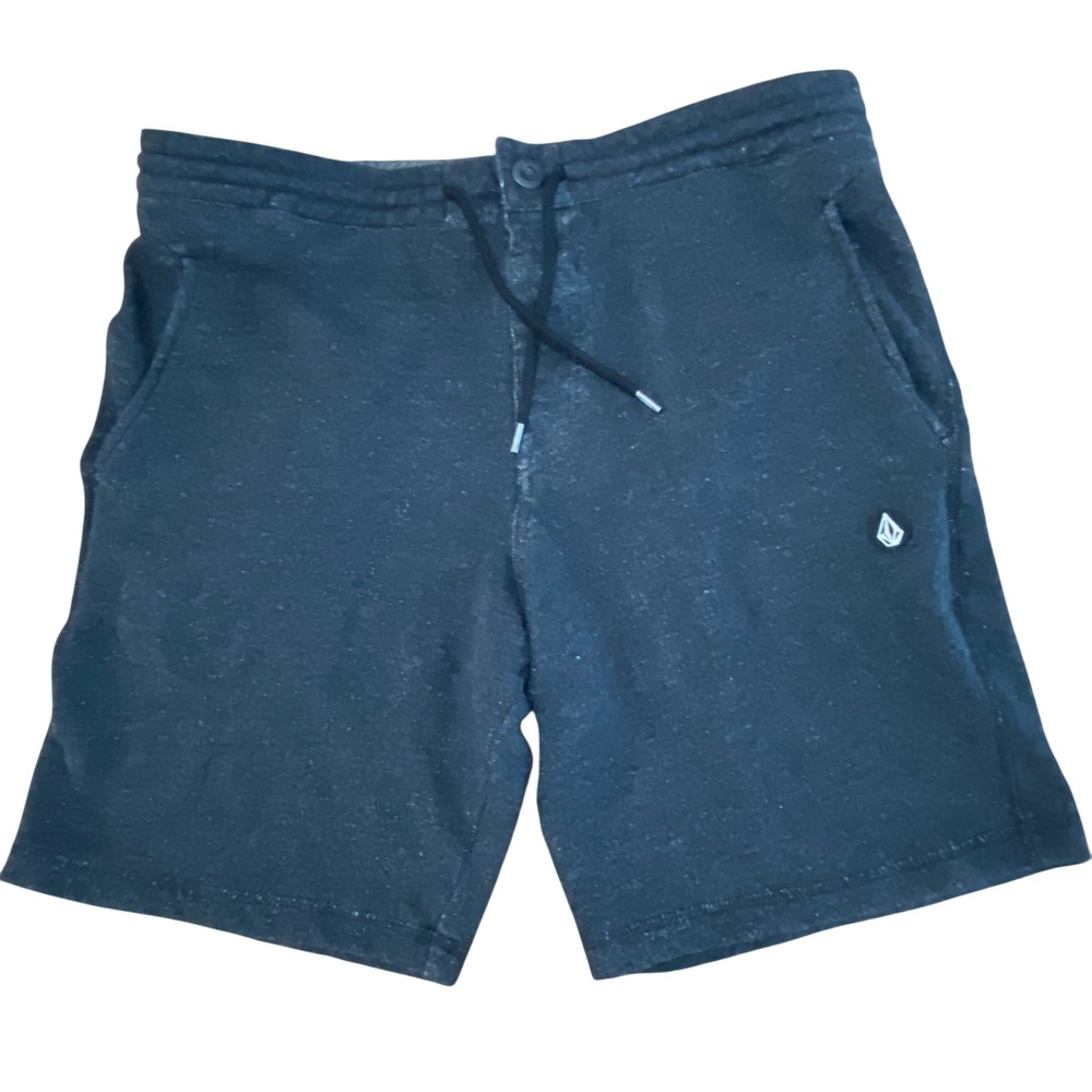 Volcom Mens Medium Charcoal Gray Speckled Knit Sweat Shorts A1021900 Drawstring